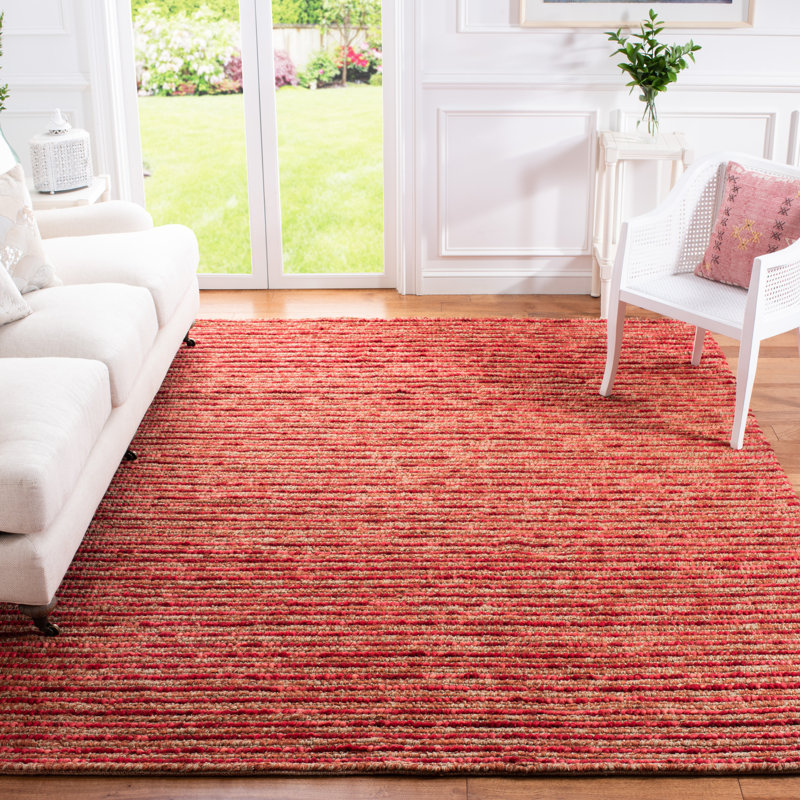 Tapis rouge tissé à la main Ferrera, Rectangle 8 pi x 10 pi