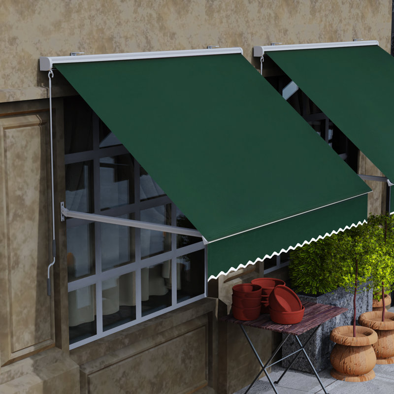 Auvents de fenêtre de patio Roselette avec cadre en aluminium, auvent rétractable pour parasol, Vert