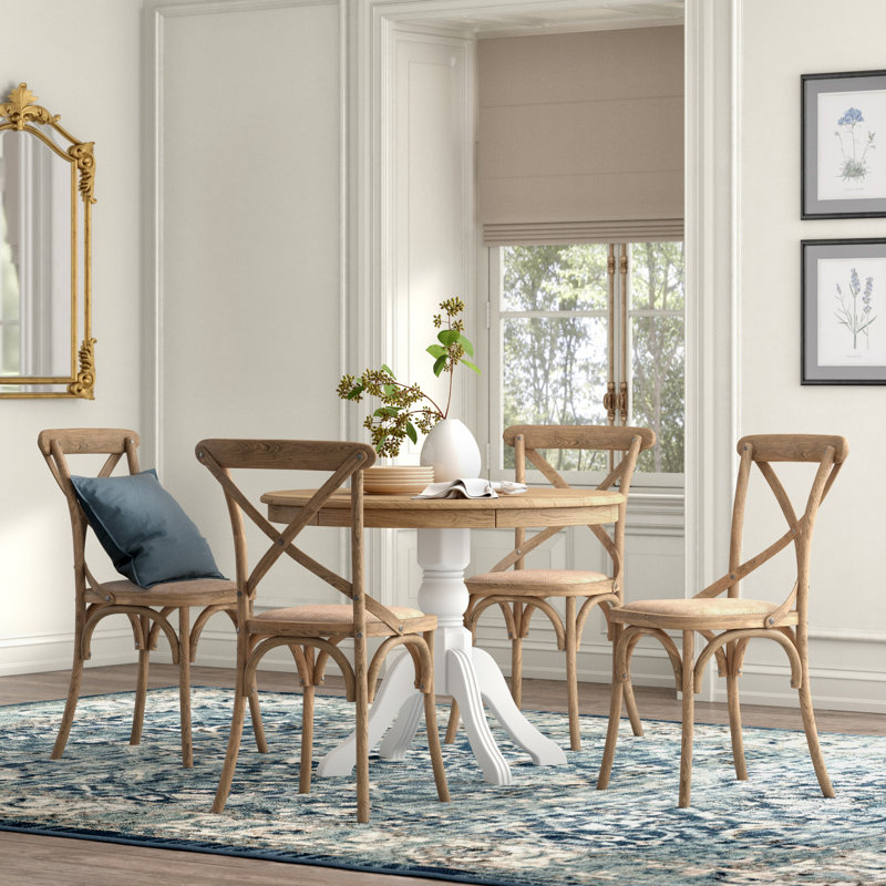 Liv 4 - Person Pine Solid Wood Solid Wood Top Pedestal Dining Set, Gray Wash