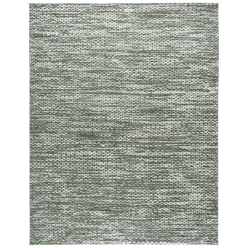 Wathen Abstract Machine Woven Power Loom Polyester Area Rug in Sage/Ivory, Rectangle 8' x 10'