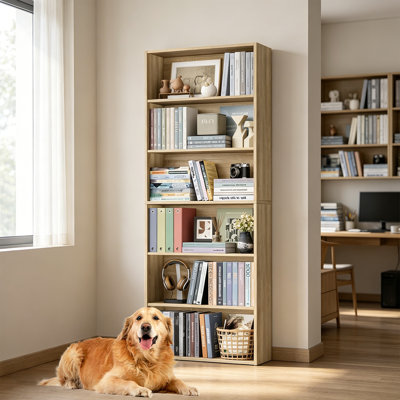 Bibliothèque autoportante à 6 niveaux, grande bibliothèque ouverte en bois pour la chambre à coucher, le salon et le bureau