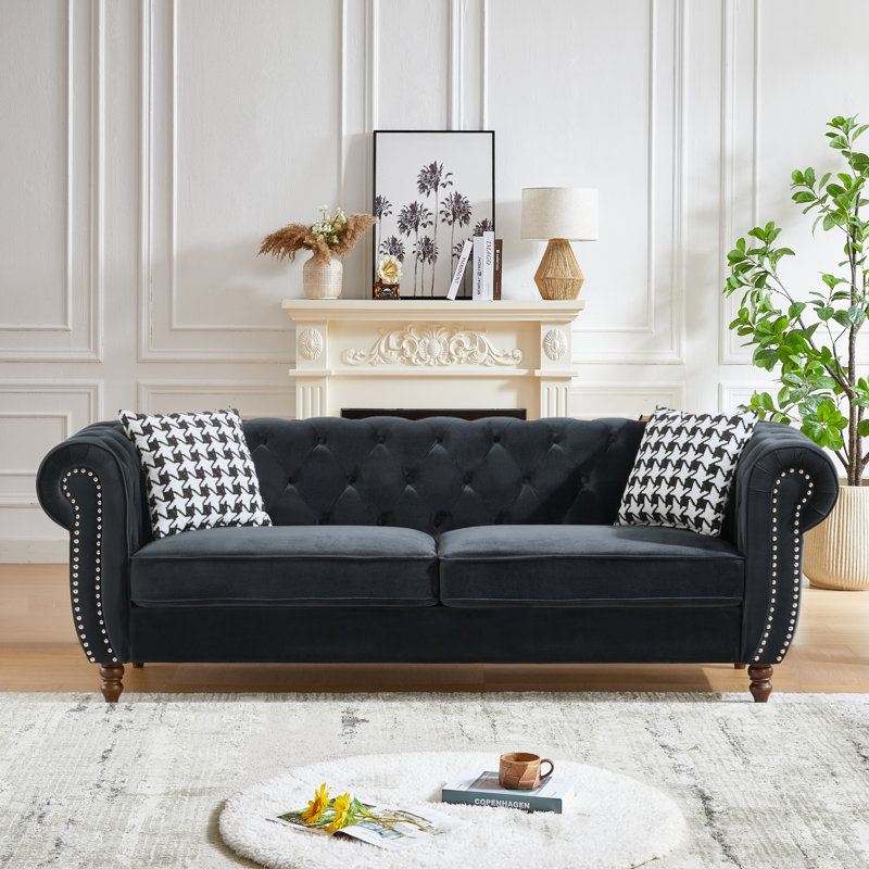 Canapé Chesterfield Munafo, Noir
