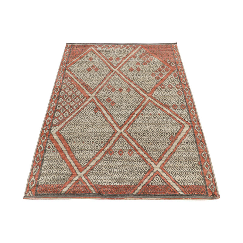 Moroccan Hand Knotted Silk Area Rug, Rectangle 4' x 5'