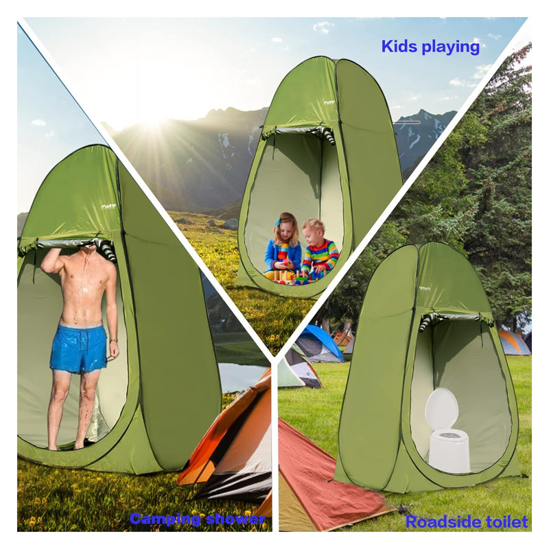 Tente de douche de camping instantanée 7 pi en tissu Oxford vert