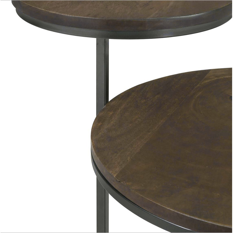 Natural and Gunmetal 2-Tier Accent Table
