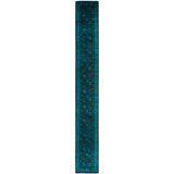 Overdyed Hand-Knotted Wool Modern-Contemporary Green Runner 2' 7" x 20' 2"