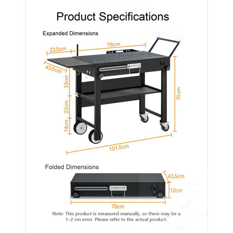 Table de barbecue pliable d'extérieur