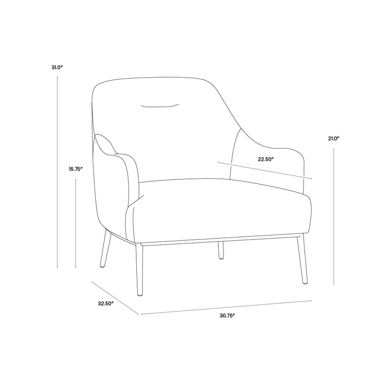 Cameron Lounge Chair, Orange Polyester