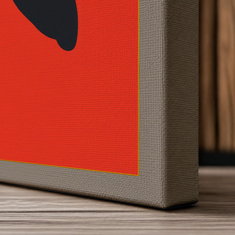 Whales Under Red Sun Mid-Century - Wrapped Canvas, 36x24 - 91.4 x 61.0 cm, Taupe Border
