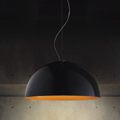 Anke 1-Light Single Dome Pendant, 13.5" Diameter/60W Incandescent, White/Orange