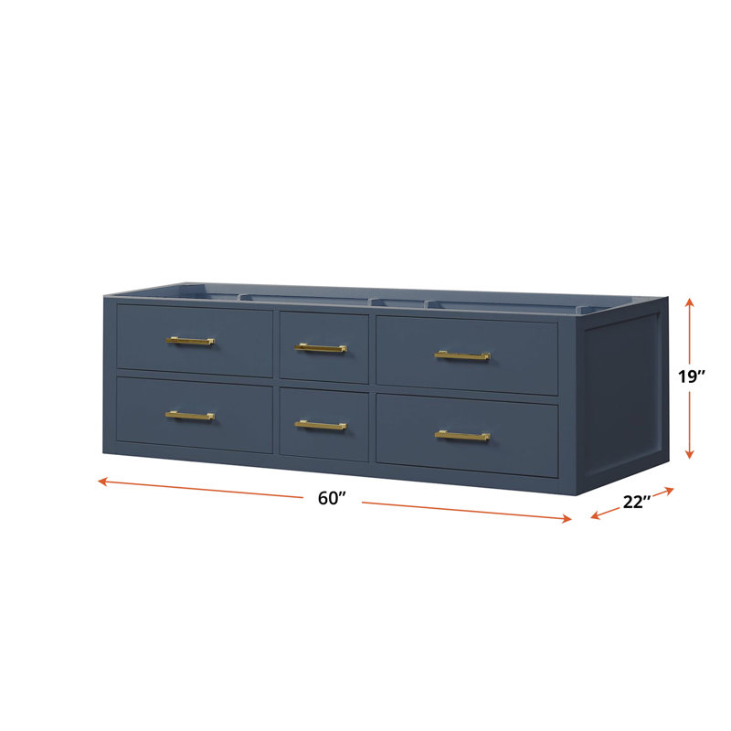 60 po X P 22 po D Meuble-lavabo double sans comptoir, Bleu