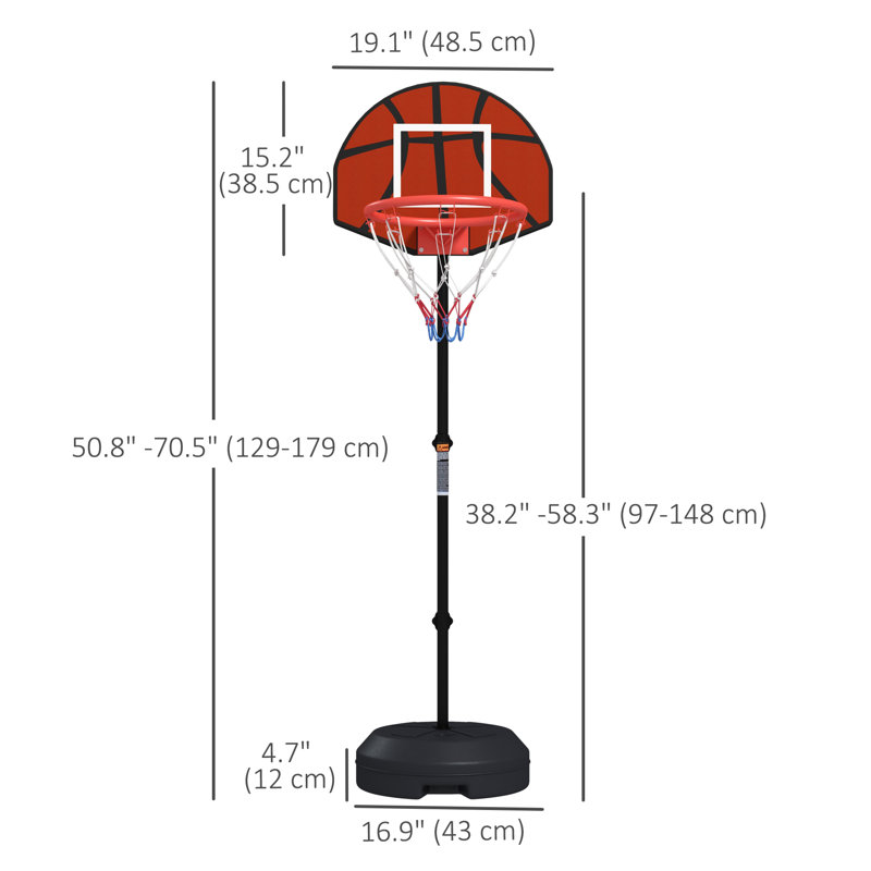 3-5ft Basketball Hoop Stand with Dartboard, Darts and 15" Backboard