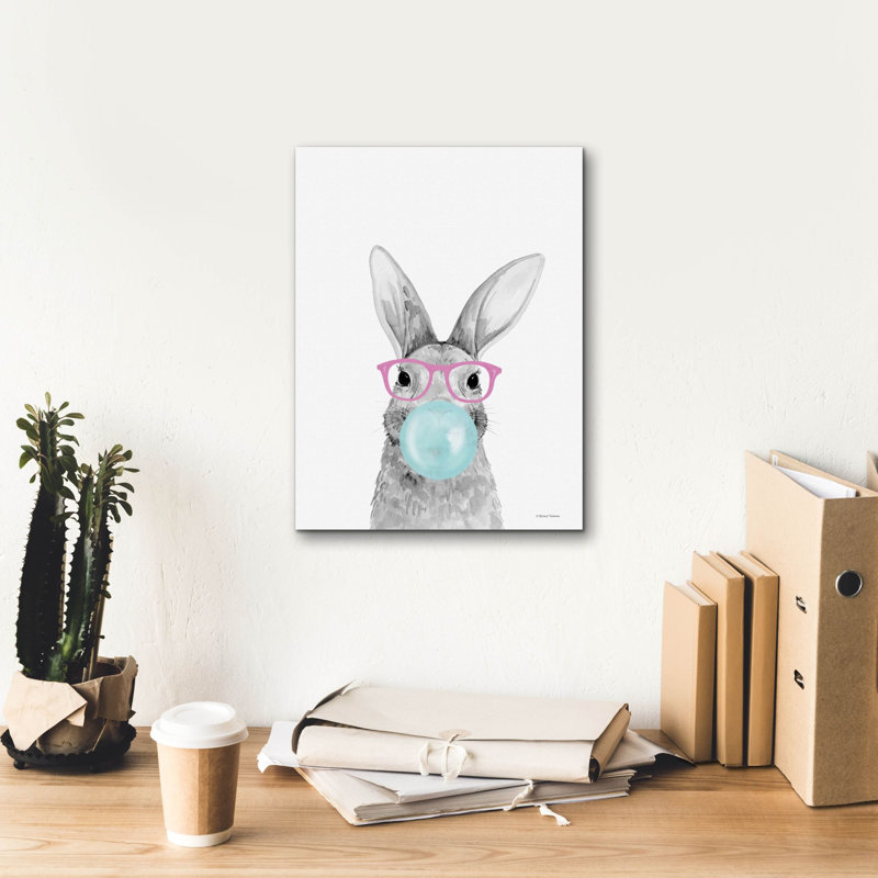  «Bubble Gum Bunny» par Rachel Nieman, art mural sur toile, 12 po x 16 po