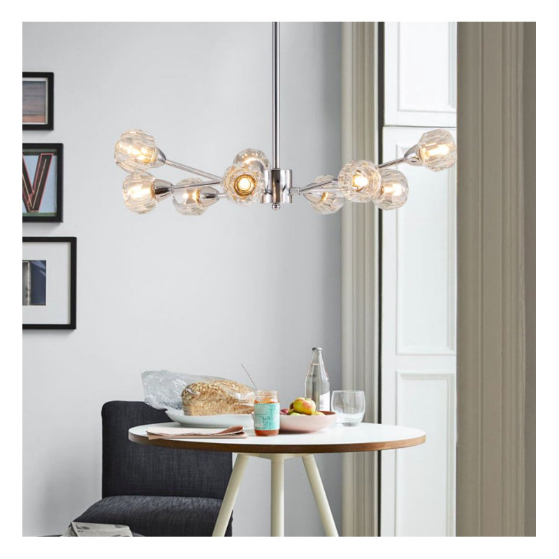 Lustre en cristal 9 lumières, Chrome