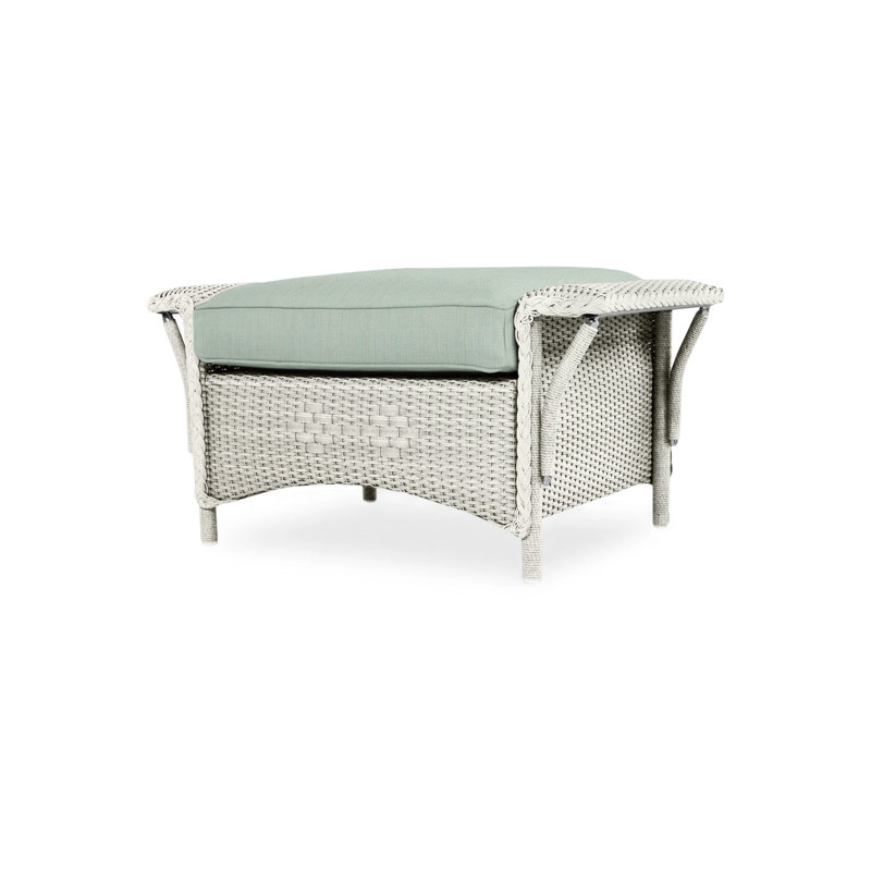 Nantucket Outdoor Ottoman, Consider Indigo, Matte White