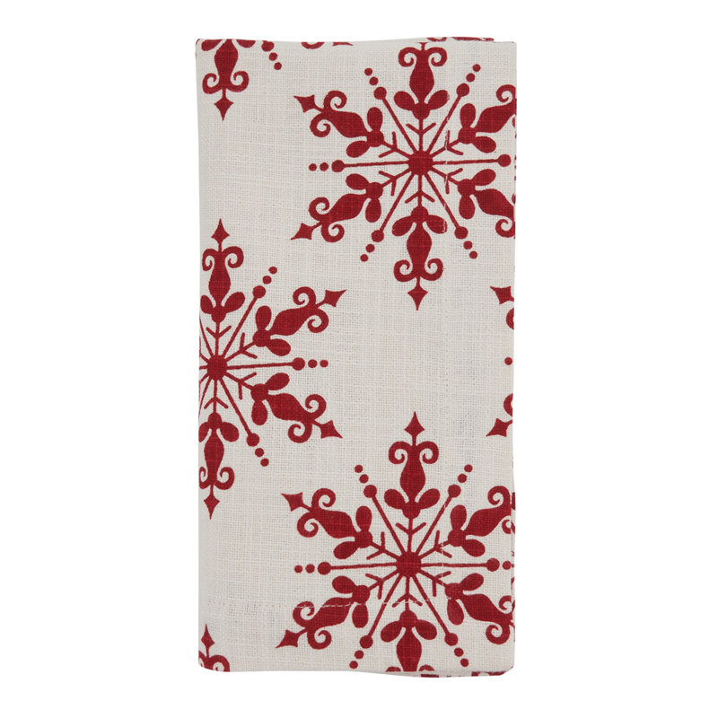Ensemble de 4 serviettes de table en tissu de coton rouge flocon de neige l 20 po x L 20 po