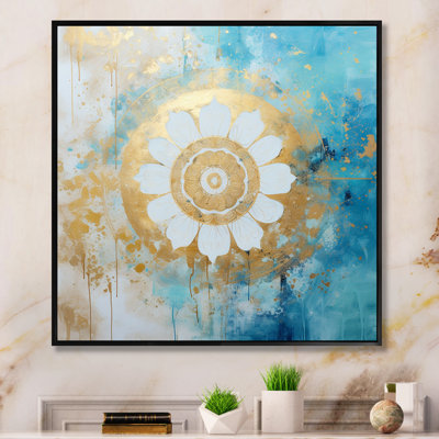 Divine mandala délicat or doux turquoise I sur toile