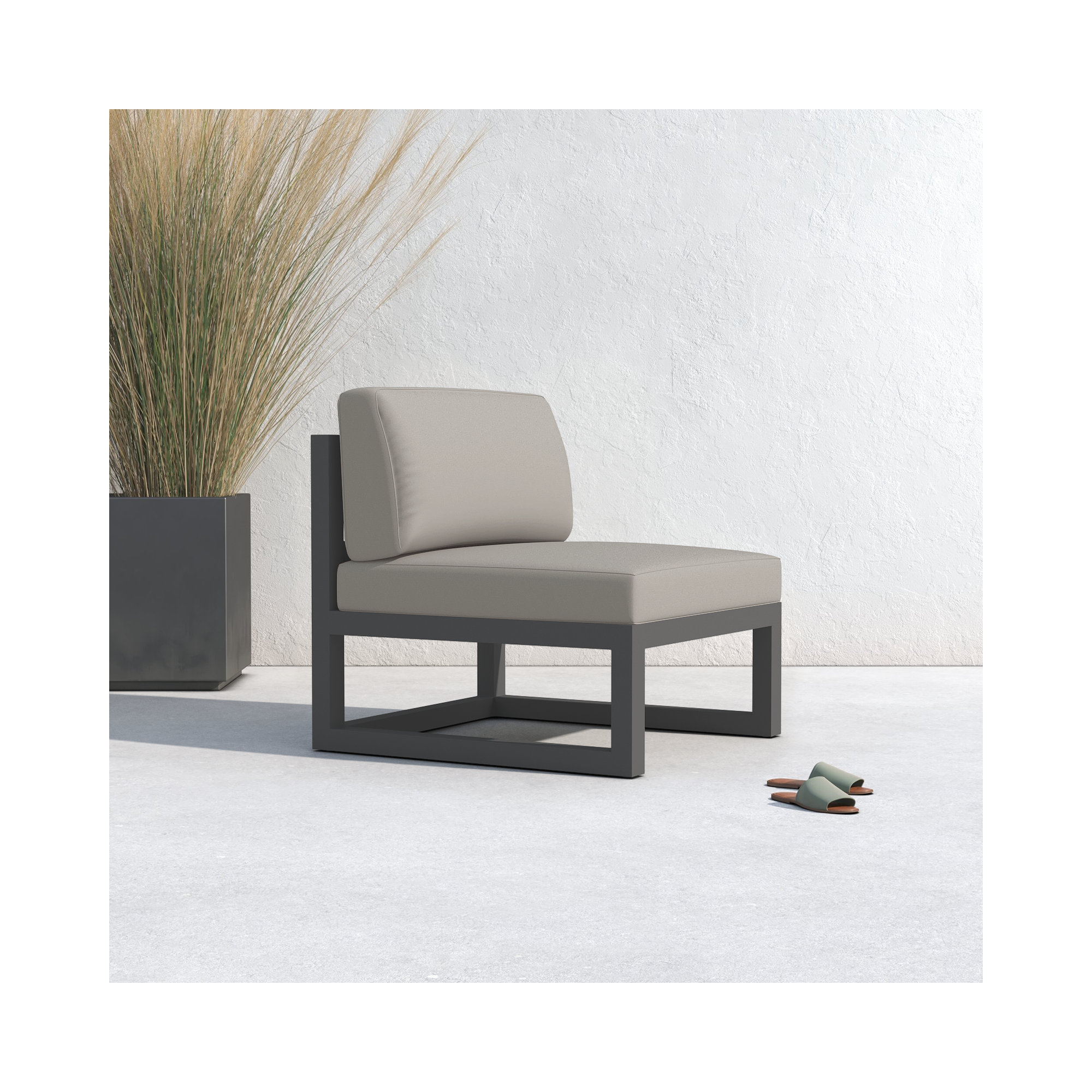 Smith Outdoor Lounge Chair with Sunbrella® Cushions, Canvas Charcoal, Slate