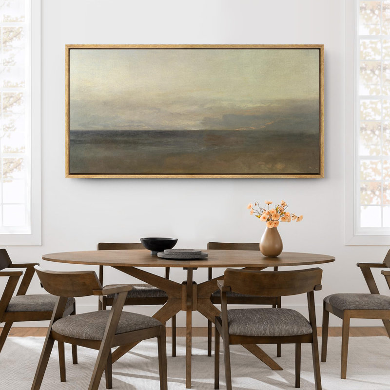 «Minimal Landscape Misty Seashore At Dusk Peaceful Beach Landscape», reproduction d'art sur toile, H 30 po x l 60 po, Naturel