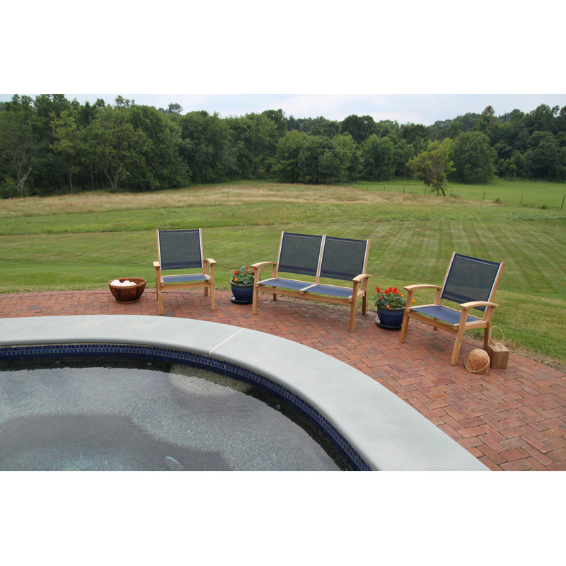 Barbados Outdoor Teak Lounge Chair, Canvas Navy Sunbrella® Canvas