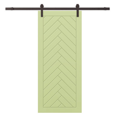 Panelled Manufactured Wood and Metal Barn Door with Installation Hardware Kit