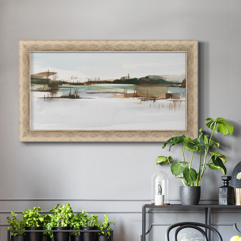 Toile Marsh Reeds II de qualité supérieure, prête à être accrochée, H 29 po x l 53 po x P 1,25 po, gris