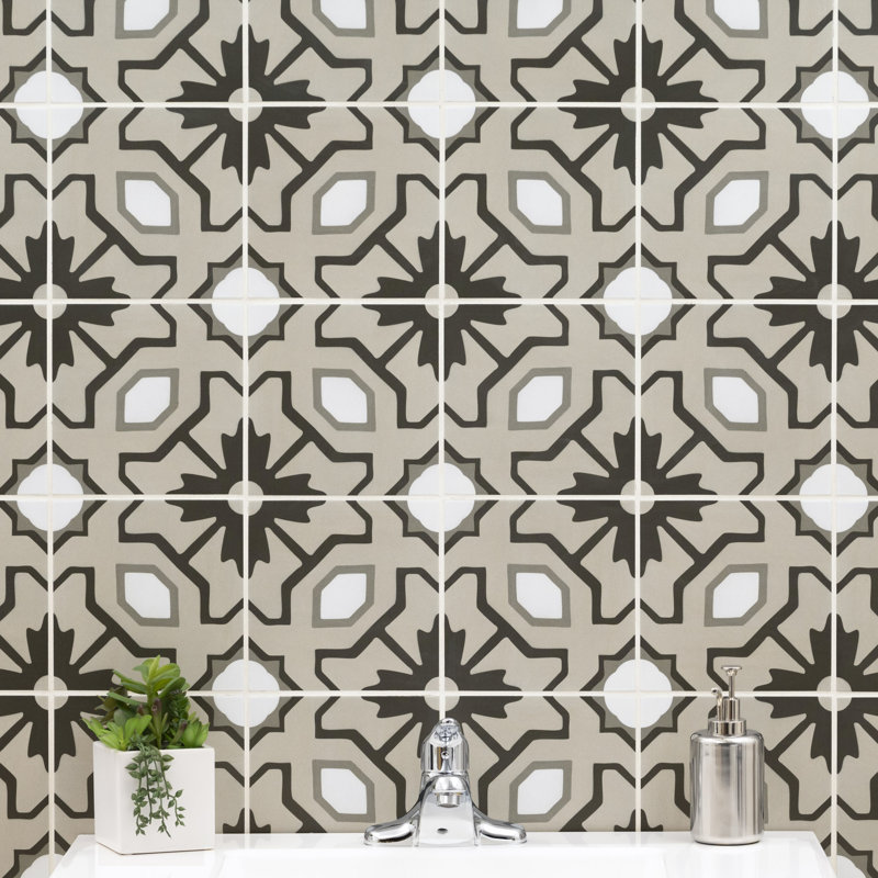 Amara 8 in. x 8 in. Encaustic Look Matte Porcelain Floor and Wall Tile, Levara