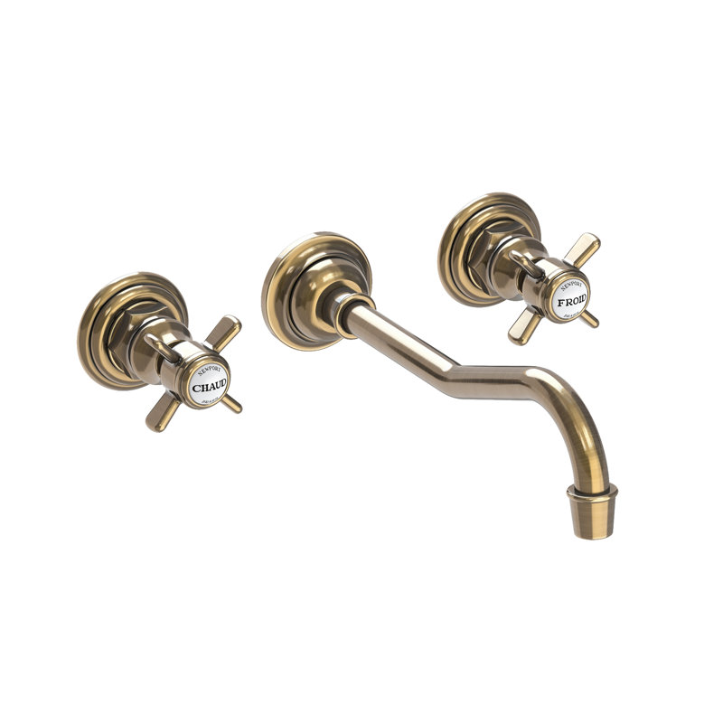 Fairfield Wall Mount Bathroom Faucet, Antique Brass