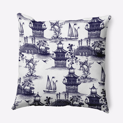 Toile Reversible Throw Pillow