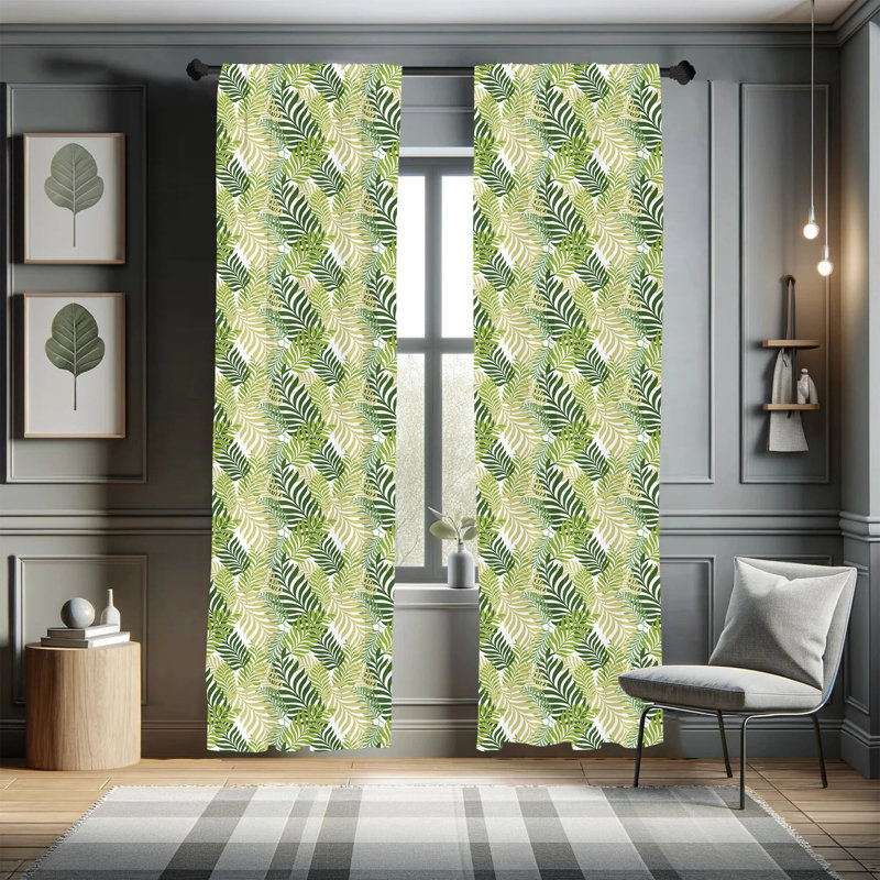Leaf Semi-Sheer Rod Pocket Curtain Panels, 28" x 84"
