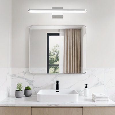  24'' Dimmable LED Bath Bar, Modern Chrome Bathroom Vanity Light With Acrylic Shade Over Mirror Lighting For Bathroom, Bedroom, Or Vanity Spaces