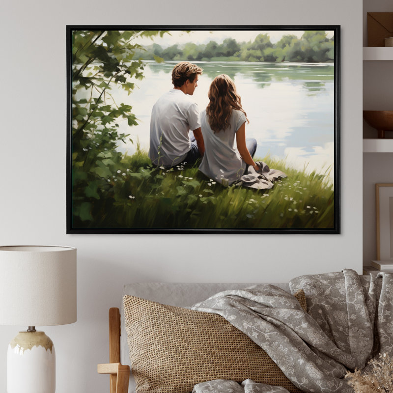Bertineke, paysage romantique, sérénade tranquille II, Cadre flottant noir, H 24 po x l 32 po x P 1 po
