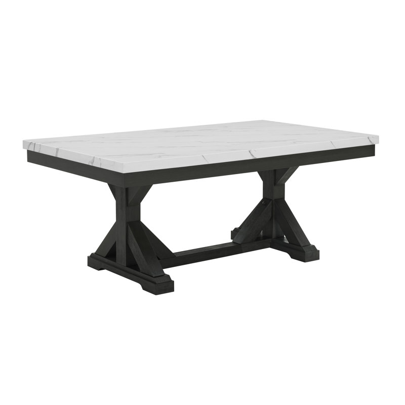 Rectangular 72 x 42 Faux White Marble Dining Table