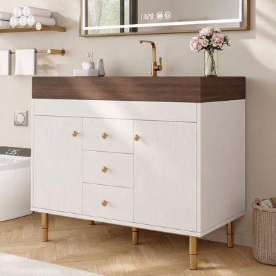 Meuble-lavabo autoportant 36 po avec lavabo en céramique et beaucoup de rangement 36 po
