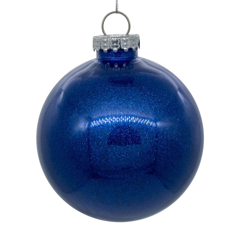 Ornement transparent avec intérieur scintillant, H 4,75 po x l 4,75 po, Bleu, Ensemble de 4