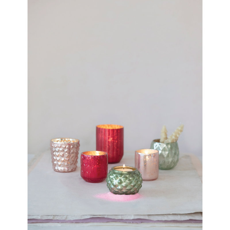 Porte-bougies en verre mercurisé