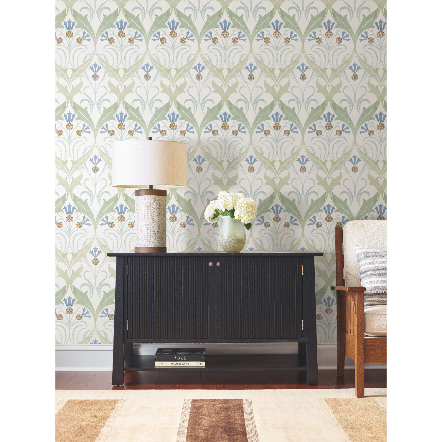 Harmon Floral Wallpaper, Green/Blue
