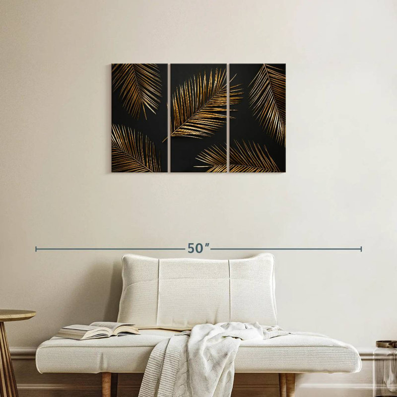 Harnek Golden Palm Leaves, 20" H x 33" W