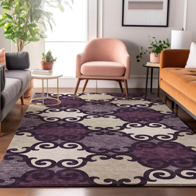 Tapis aubergine de qualité supérieure lavable à la machine Prisco