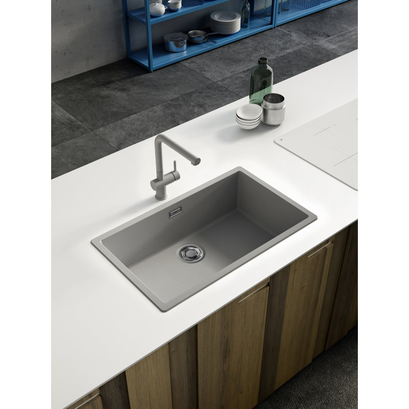 Multa Single Bowl Inset Kitchen Sink, Light Grey