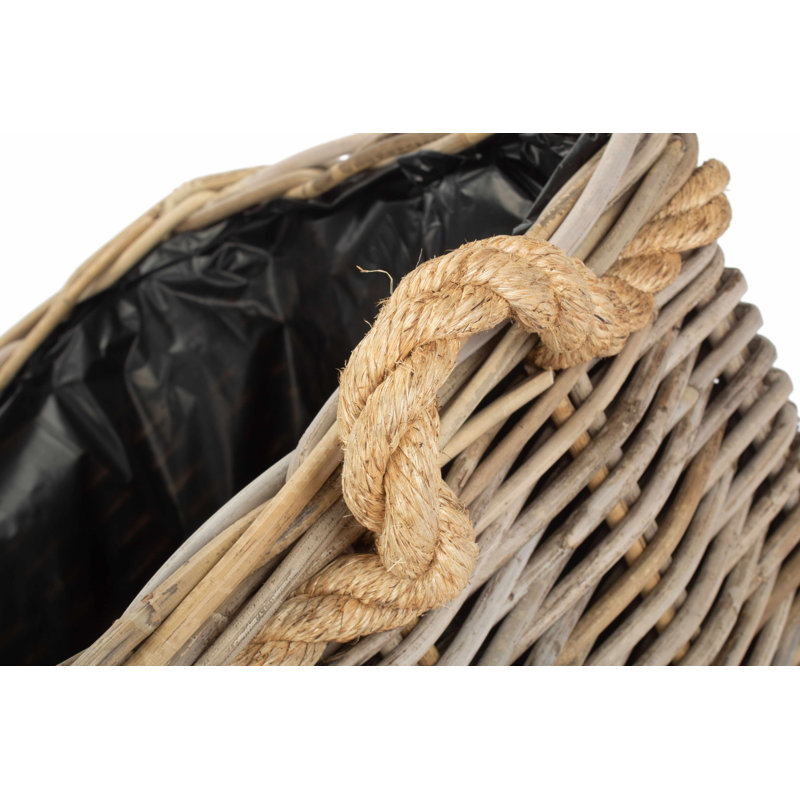  Wicker Tapered Rattan Planter with Lining, 28cm H x 33cm W x 33cm D