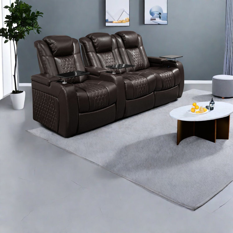 Fauteuil inclinable électrique réglable, cuir fleur, confort moderne, cinéma maison