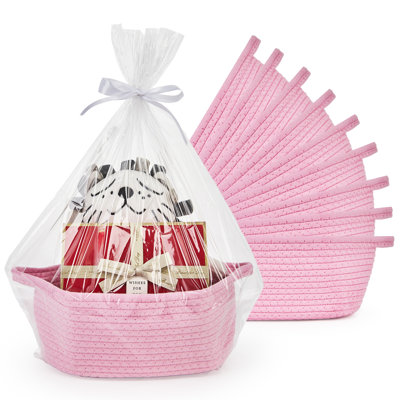 10Pcs Oval Woven Rope Gift Baskets Multipurpose Storage Basket Sets