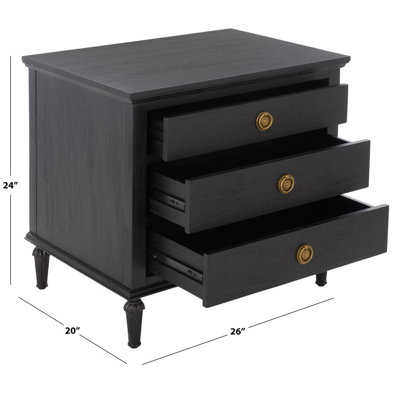 Table de chevet 3 tiroirs Hubbard, Noir