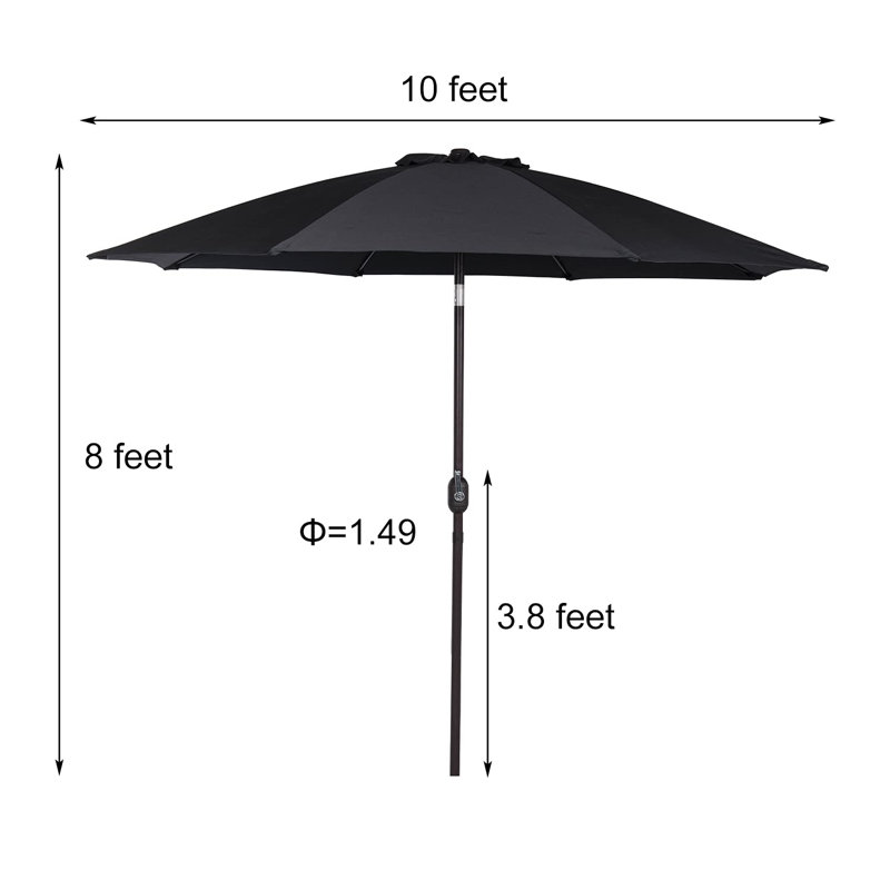 Parasol Shealin 120 avec contrepoids inclus, Noir