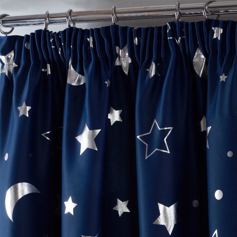Elatia Room Darkening Curtain Pair, Navy, Width 168 x Drop 182 cm