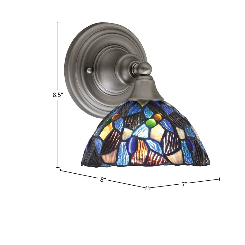 Applique murale avec verre mosaïque bleu 7 po, Nickel brossé