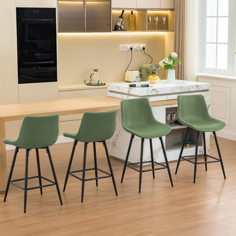 Tabouret de comptoir moderne en similicuir, Tabouret de comptoir (siège d'une hauteur de 24 p, 4, Blanc
