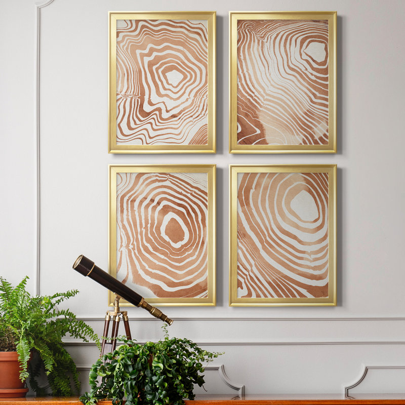 Toile encadrée de qualité supérieure «Wood Grain Suminagashi I» - prête à être accrochée, H 30,5 po x l 90 po x P 1 po