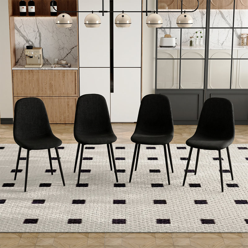 Upholstered Side Chairs With Metal Legs,Armless Dining Chair For Living Room,Kitchen,Dining Room, 4, Brown